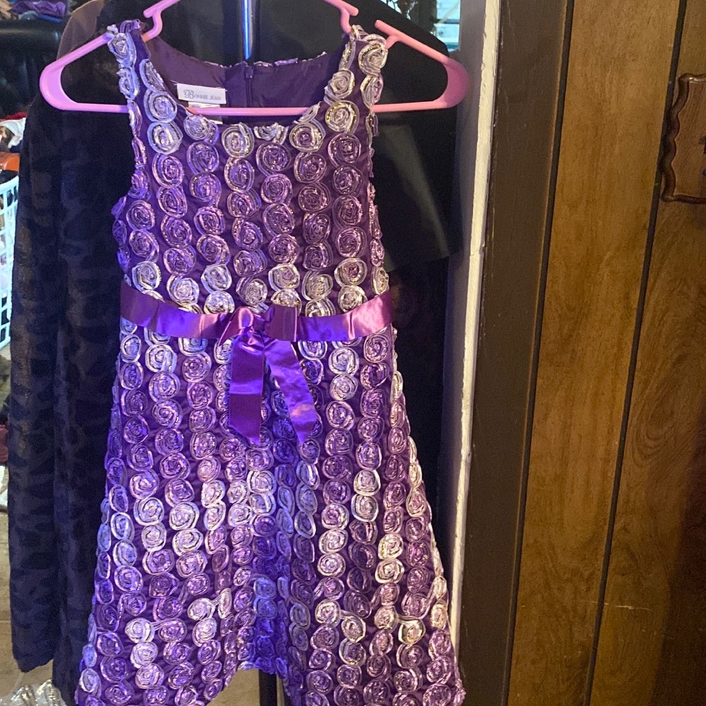 Bonnie Jean Purple Rosette Dress size 8